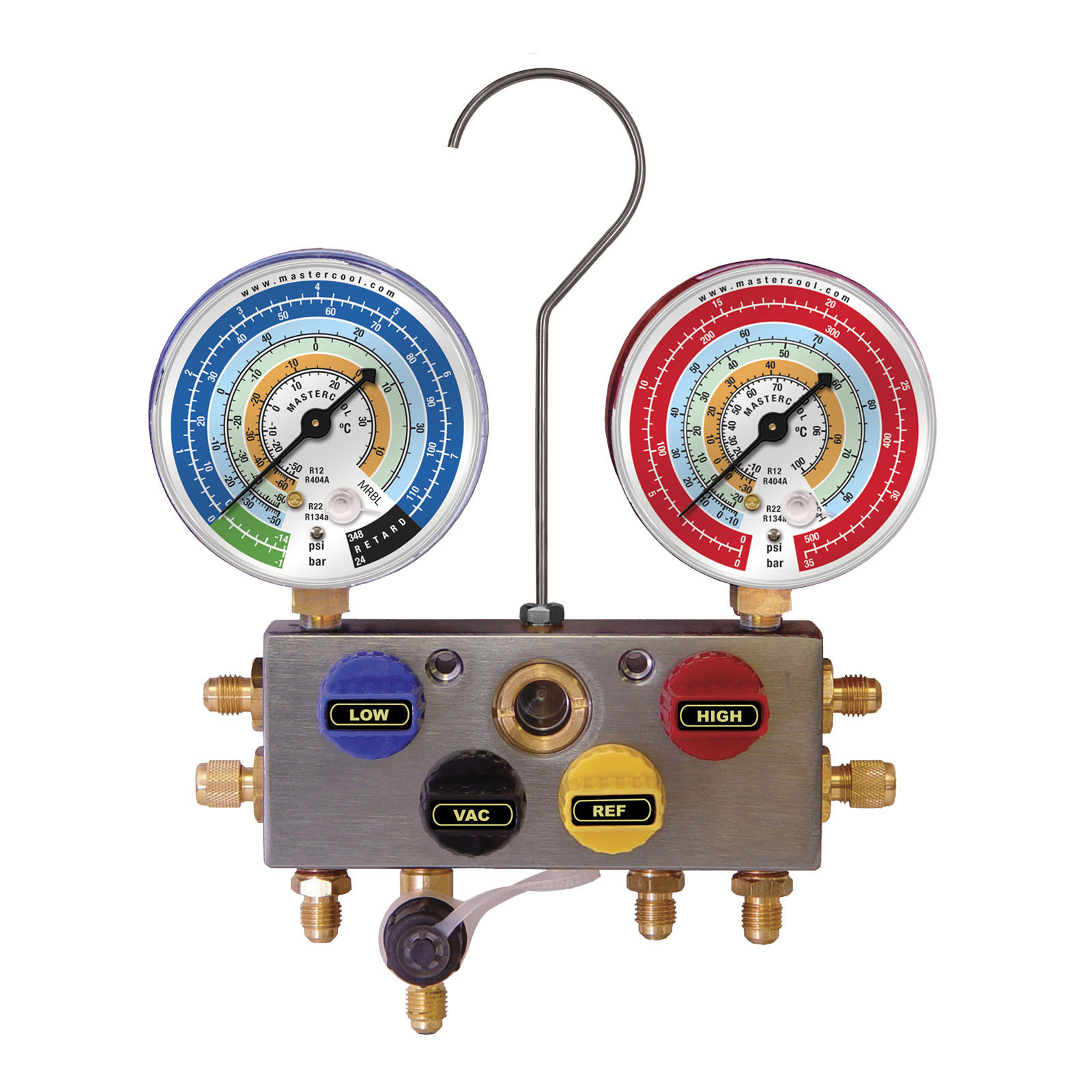 3/8″ BORE 4-WAY BALL VALVE MANIFOLD 80mm R134a R404a